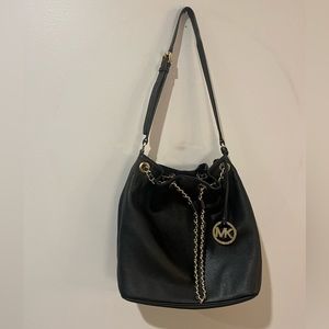 Michael Kors black leather satchel bag